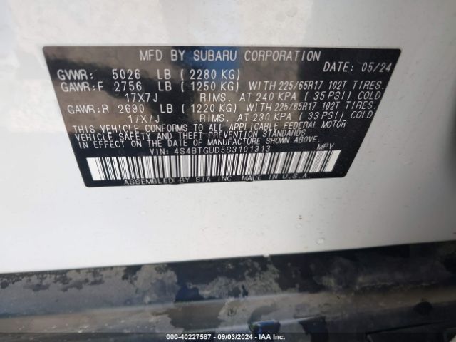 4S4BTGUD5S3101313 Subaru Outback Wilderness