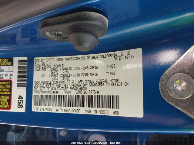 Toyota Tacoma Sr5 V6 2017 3TMDZ5BNXHM034646 Image 9