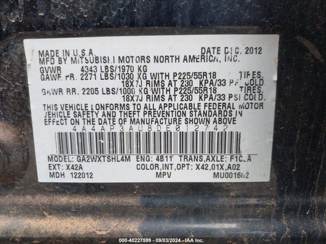 2013 MITSUBISHI OUTLANDER SPORT 4A4AP3AU8DE012742 Photo 8