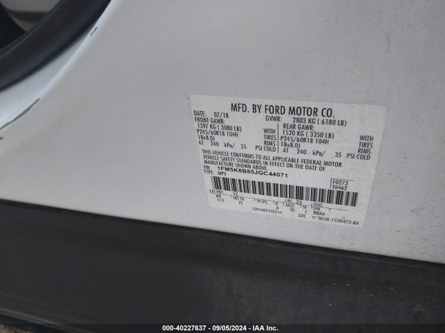 Ford Explorer 2018 1FM5K8B85JGC44071 Image 9