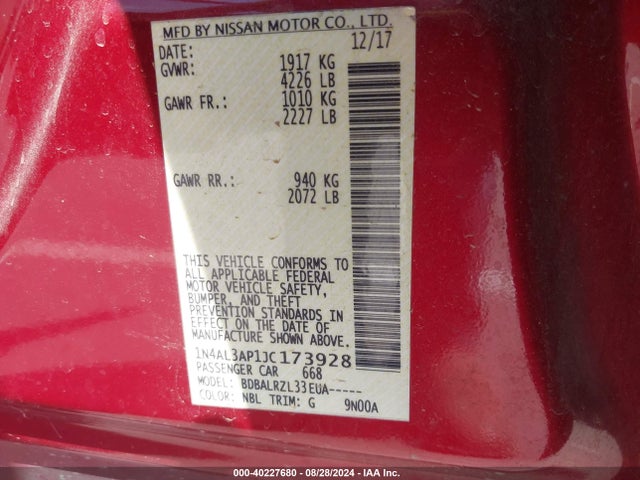 Nissan Altima 2.5 Sl 2018 1N4AL3AP1JC173928 Image 9