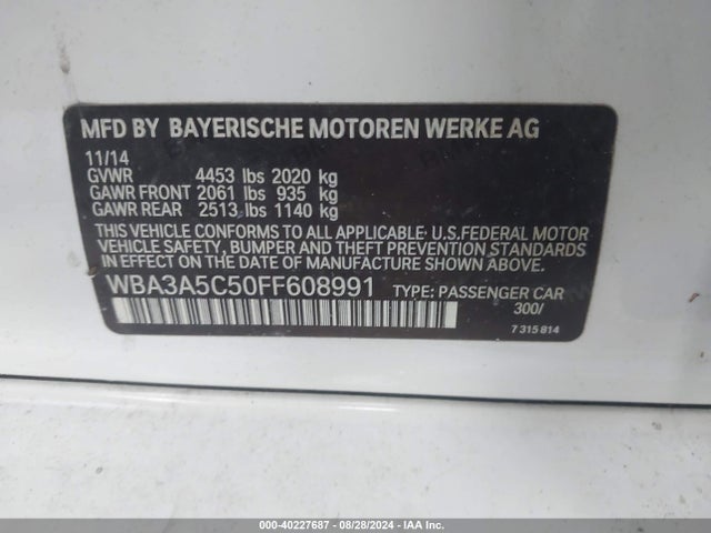 BMW 328I 2015 WBA3A5C50FF608991 Image 9