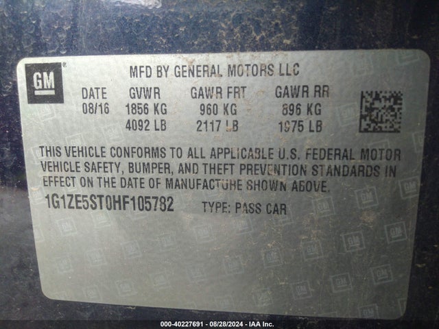 Chevrolet MALIBU 1LT 2017 1G1ZE5ST0HF105782 Image 9