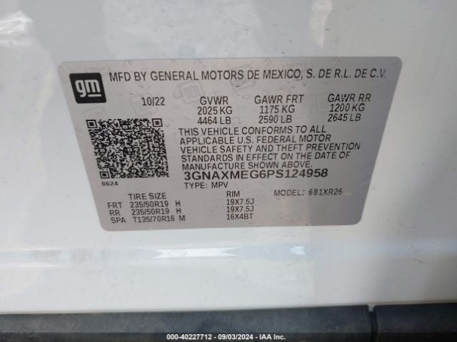 3GNAXMEG6PS124958 Chevrolet Equinox Fwd Rs