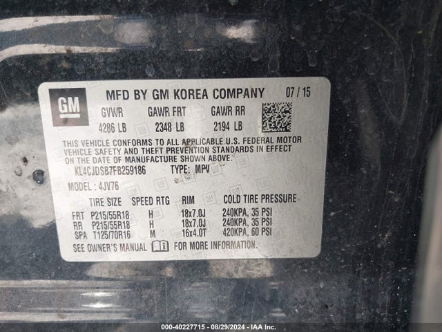 KL4CJDSB7FB259186 Buick Encore Premium