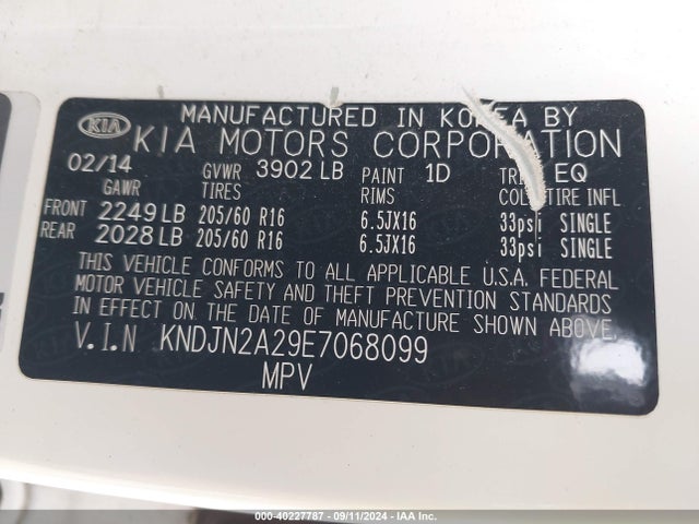 KIA Soul 2014 KNDJN2A29E7068099 Image 9
