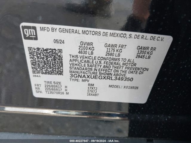 3GNAXUEGXRL349350 Chevrolet Equinox Awd Lt
