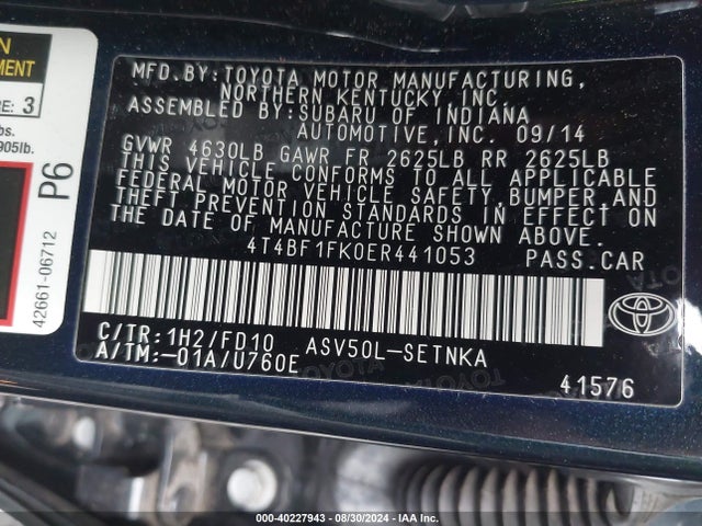 Toyota CAMRY LE 2014 4T4BF1FK0ER441053 Image 9
