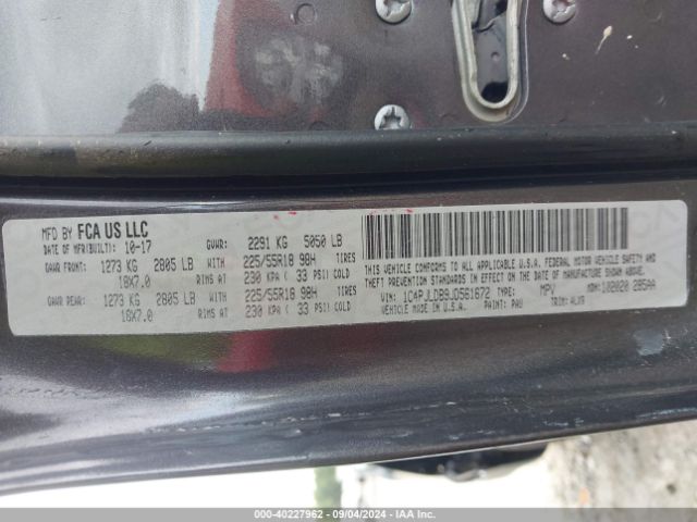 1C4PJLDB9JD561672 Jeep Cherokee Limited Fwd
