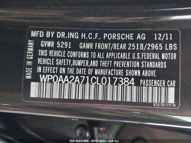 2012 PORSCHE PANAMERA WP0AA2A71CL017384 Photo 8