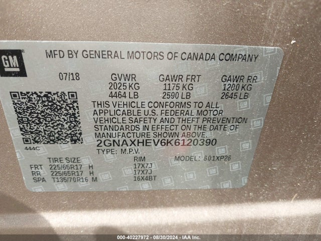 Chevrolet EQUINOX LS 2019 2GNAXHEV6K6120390 Image 9