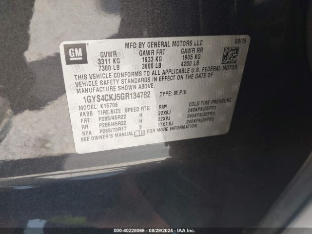 1GYS4CKJ5GR134782 Cadillac Escalade Premium Collection