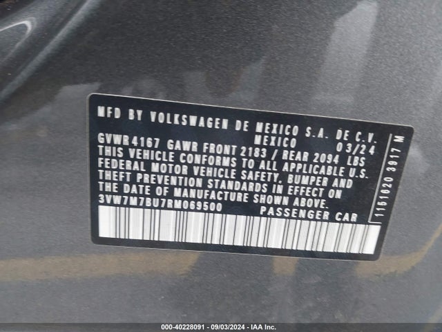 3VW7M7BU7RM069500 Volkswagen Jetta 1.5t Se