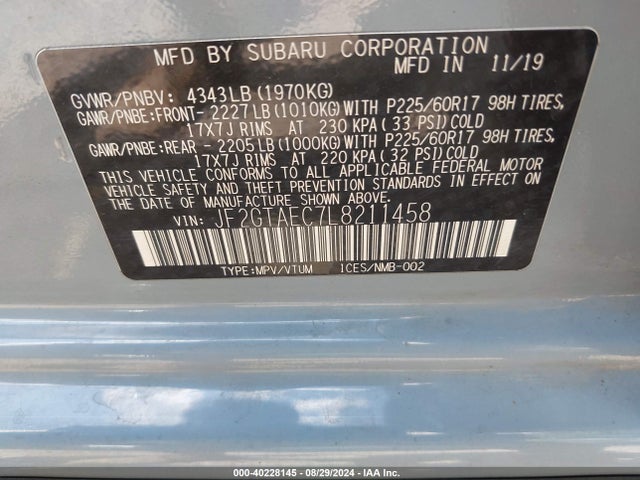 Subaru Crosstrek Premium 2020 JF2GTAEC7L8211458 Image 9