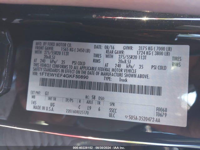Ford F-150 Xlt 2016 1FTEW1EF4GKF50890 Image 9