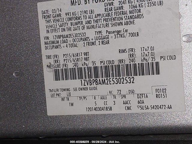 Ford Mustang V6 2014 1ZVBP8AM2E5302532 Image 9