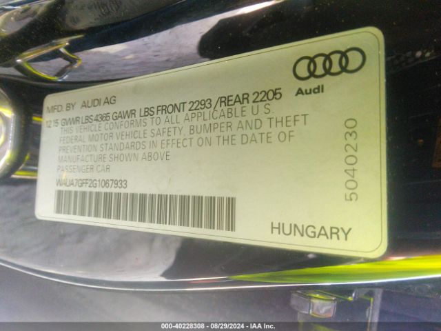 WAUA7GFF2G1067933 Audi A3 1.8t Premium
