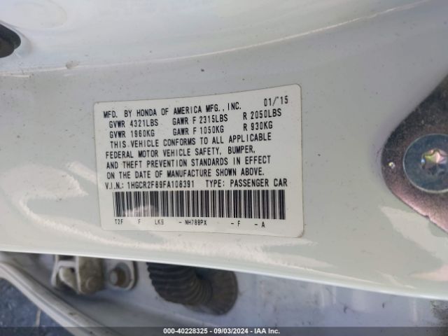1HGCR2F89FA108391 Honda Accord Ex-l