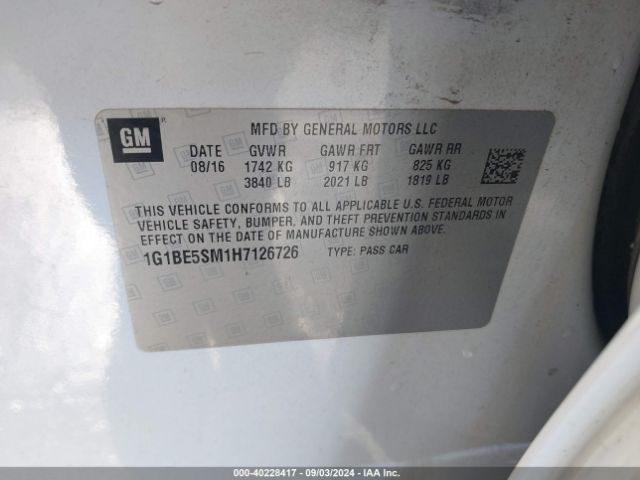 1G1BE5SM1H7126726 Chevrolet Cruze Lt Auto