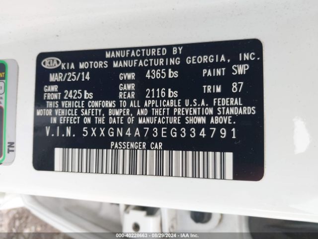 5XXGN4A73EG334791 KIA OPTIMA EX