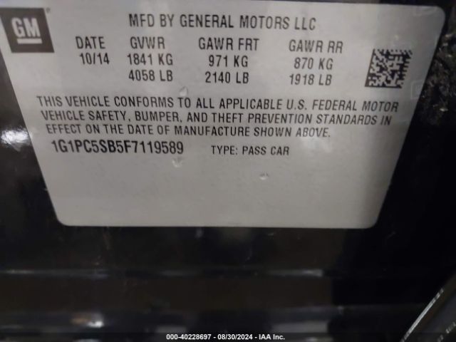 1G1PC5SB5F7119589 Chevrolet Cruze 1lt Auto