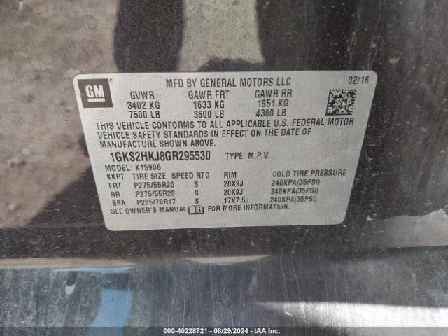 1GKS2HKJ8GR295530 GMC YUKON XL DENALI