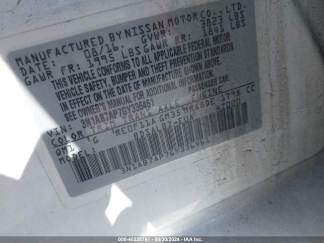 3N1AB7AP7GY336461 Nissan SENTRA S