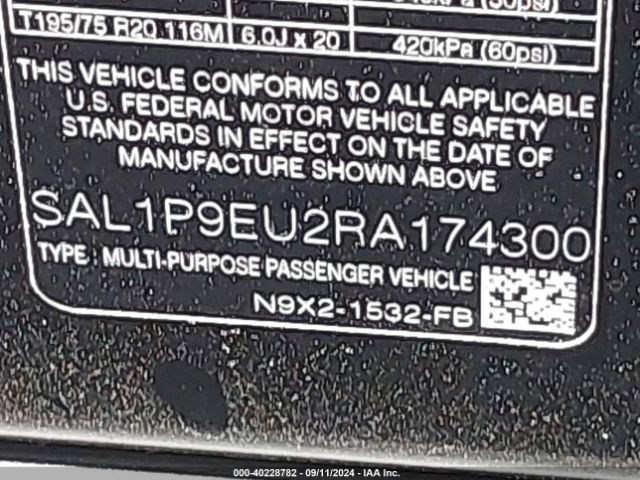 SAL1P9EU2RA174300 Land Rover Range Rover Sport Se