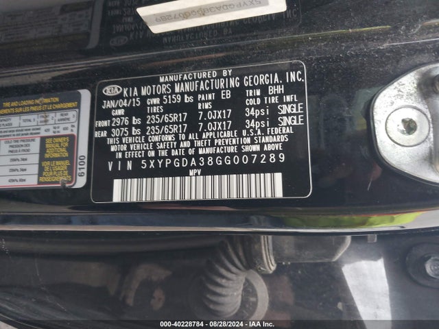 KIA Sorento 2.4l Lx 2016 5XYPGDA38GG007289 Image 9