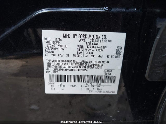 Ford Edge Titanium 2017 2FMPK3K98HBB05624 Image 9