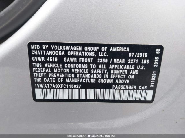 1VWAT7A3XFC115027 Volkswagen Passat 1.8t Limited Edition