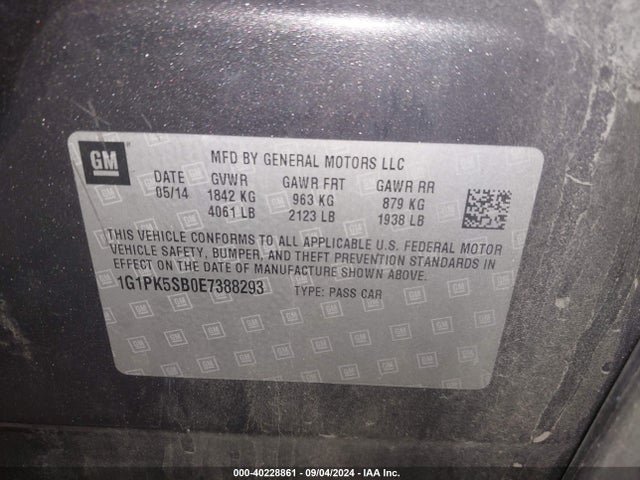 1G1PK5SB0E7388293 Chevrolet CRUZE LT