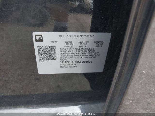 1G1ZD5ST0NF201071 Chevrolet Malibu Fwd Lt