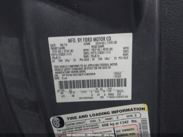 1FTFW1EF5EFC85505 Ford F-150 Fx4