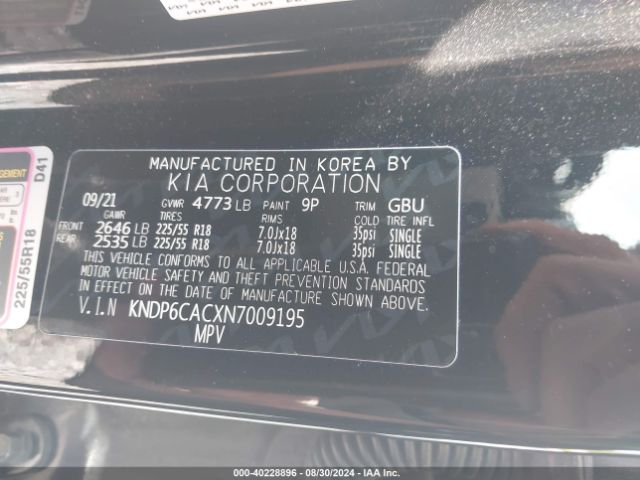 KIA Sportage Nightfall Edition 2022 KNDP6CACXN7009195 Image 9
