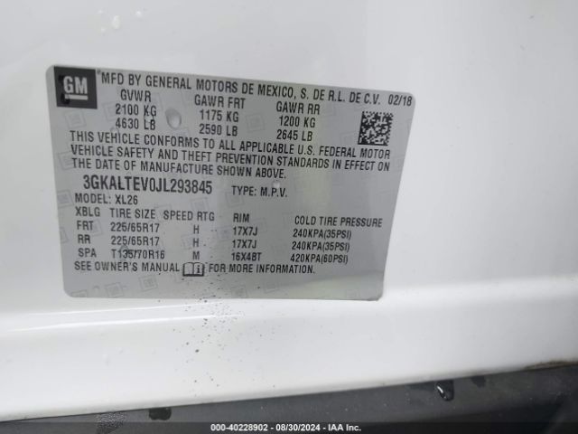 3GKALTEV0JL293845 GMC Terrain Sle