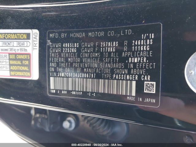 JHMZC5F34JC006797 Honda Clarity Plug-in Hybrid Touring