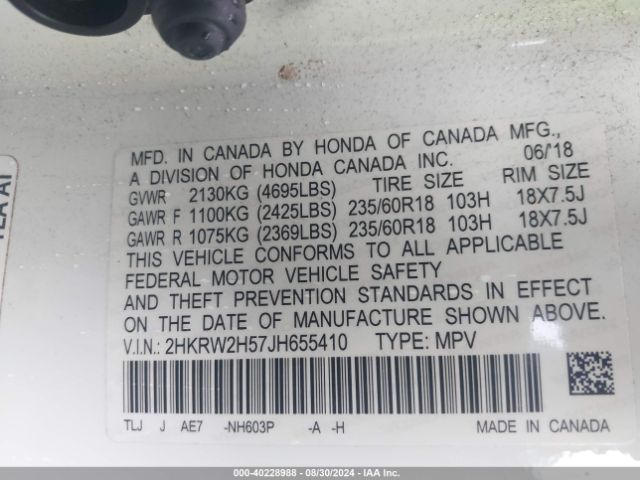 2HKRW2H57JH655410 Honda CR-V EX