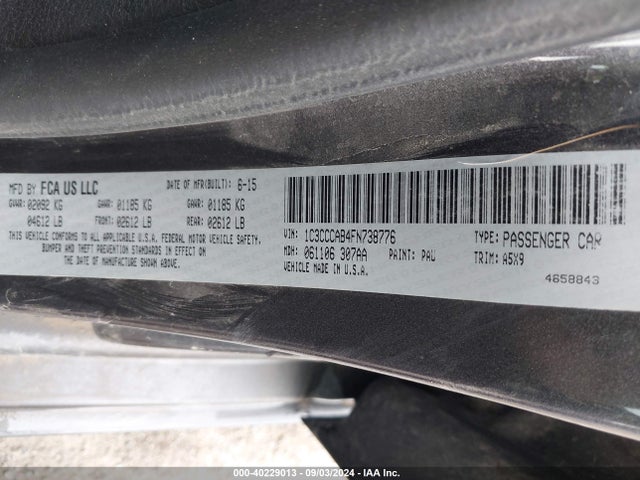 Chrysler 200 Limited 2015 1C3CCCAB4FN738776 Image 9