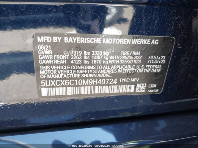 BMW Alpina Xb7 2021 5UXCX6C10M9H49724 Image 9