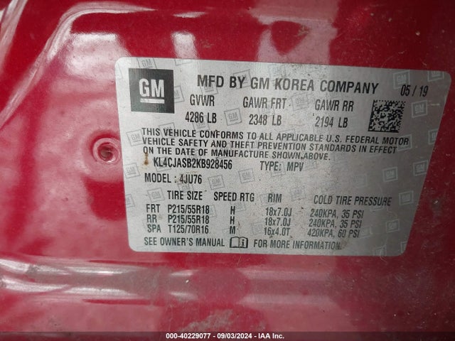 Buick Encore Fwd Preferred 2019 KL4CJASB2KB928456 Image 9