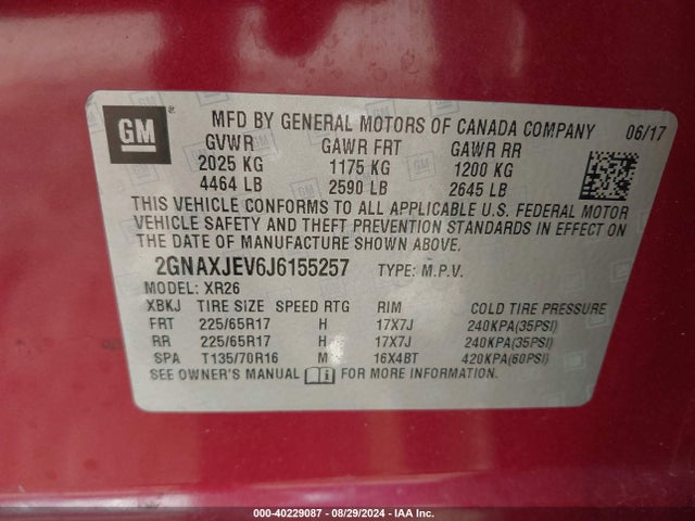 Chevrolet EQUINOX LT 2018 2GNAXJEV6J6155257 Image 9