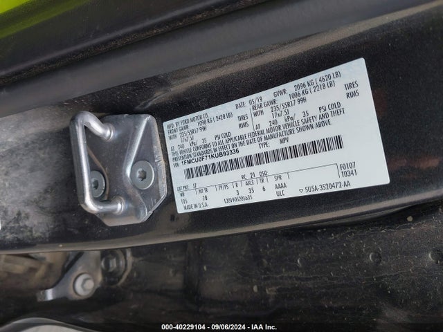 Ford ESCAPE S 2019 1FMCU0F71KUB93336 Image 9