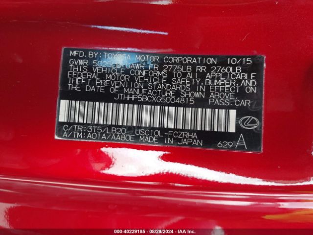 JTHHP5BCXG5004815 Lexus RC F