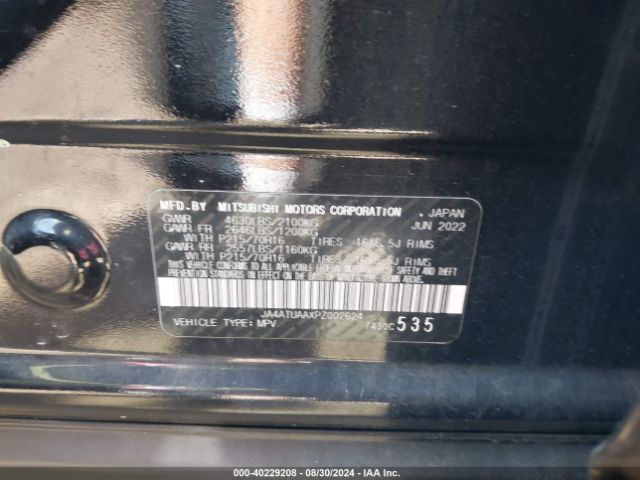 JA4ATUAAXPZ002624 Mitsubishi Eclipse Cross Es S-awc