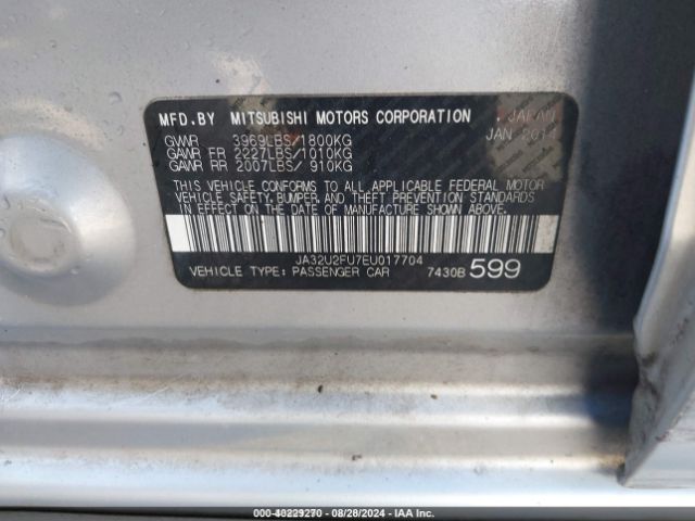 JA32U2FU7EU017704 Mitsubishi LANCER ES