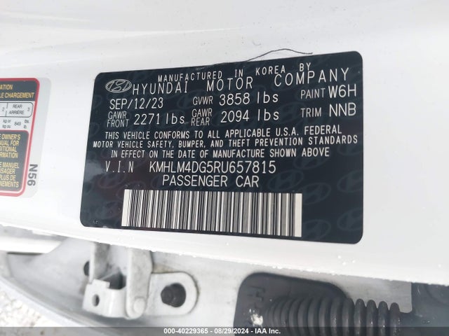 Hyundai ELANTRA SEL 2024 KMHLM4DG5RU657815 Image 9