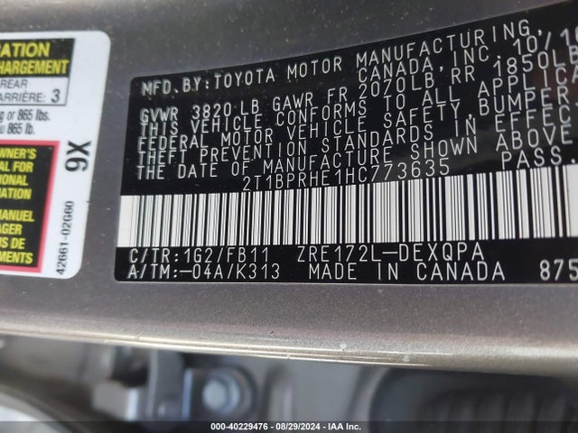 Toyota Corolla Le Eco 2017 2T1BPRHE1HC773635 Image 9