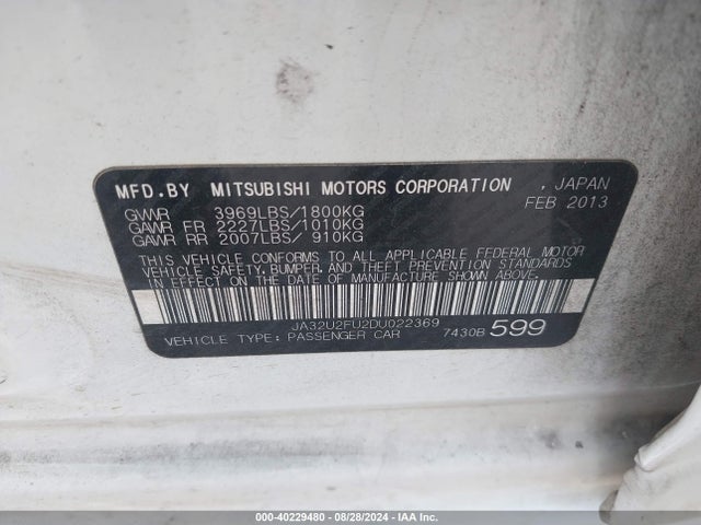 2013 MITSUBISHI LANCER JA32U2FU2DU022369 Photo 8