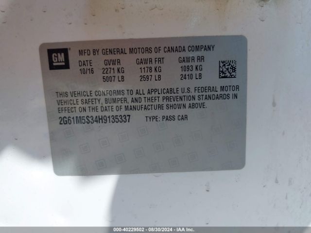 2G61M5S34H9135337 Cadillac XTS LUXURY